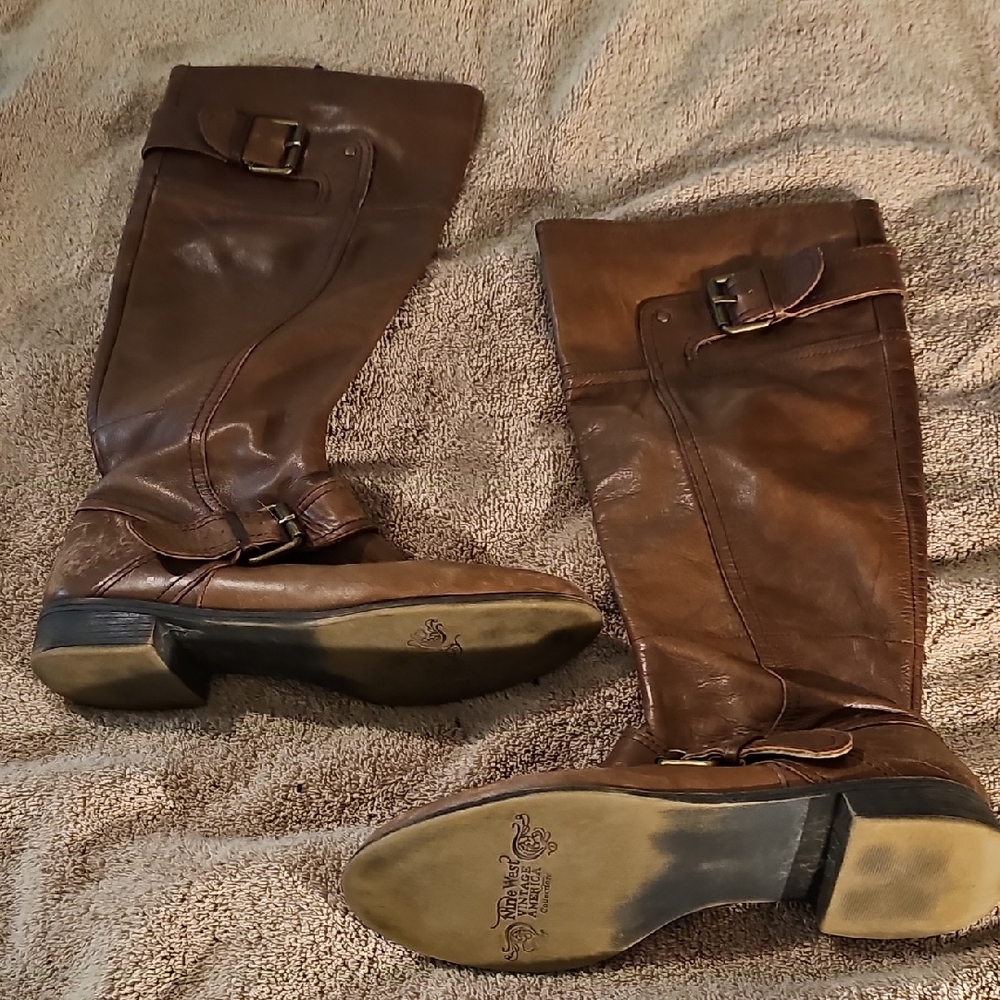NINE WEST VINATGE AMERICA COLLECTION Brown Leather Riding Boots